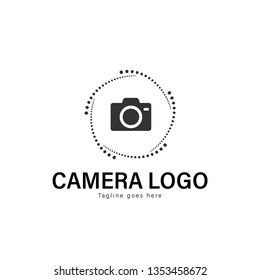 Camera logo template design. Camera logo with modern frame isolated on white background