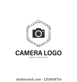 Camera logo template design. Camera logo with modern frame isolated on white background