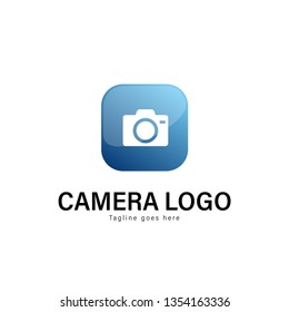 Camera logo template design. Camera logo with modern frame isolated on white background