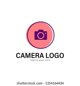 Camera logo template design. Camera logo with modern frame isolated on white background