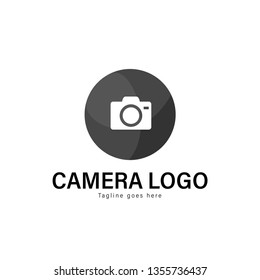 Camera logo template design. Camera logo with modern frame isolated on white background