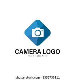 Camera logo template design. Camera logo with modern frame isolated on white background
