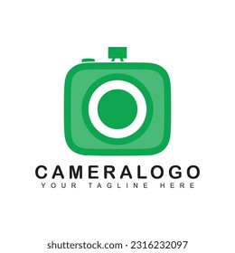 Ilustración vectorial de la plantilla del logotipo de la cámara, icono de la fotografía.