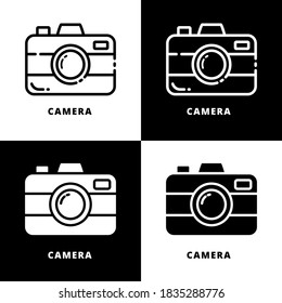 Camera Logo Vector. Electronic Photo Capture Icon Line And Glyph Style. Photography Studio Symbol Illustration