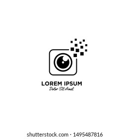 Camera logo vector icon illustration line outline monoline