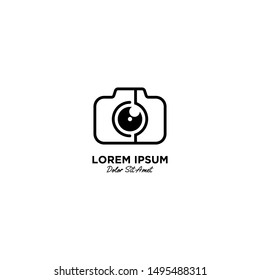 Camera logo vector icon illustration line outline monoline