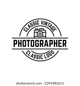 Camera logo vector icon illustration hipster vintage retro isolated on white background