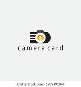 Camera logo vector illustration card design