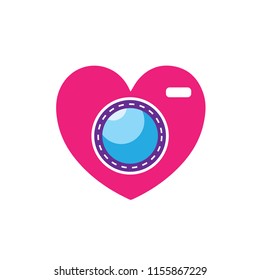 camera logo vector illustration with love camera.