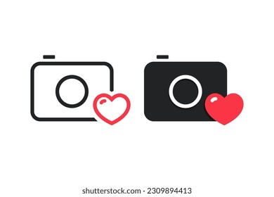 Camera love icon. Illustration vector