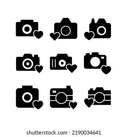 camera love icon or logo isolated sign symbol vector illustration - Collection of high quality black style vector icons
