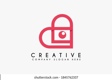 Camera with love logo design template element. Camera Love icon.Suitable for business and holiday logos isolated on white background