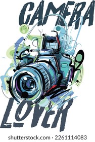 Camera Lover, T-Shirt Design with vector