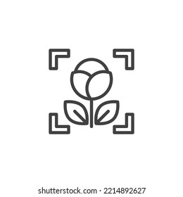 Camera Macro Mode Line Icon. Linear Style Sign For Mobile Concept And Web Design. Close-up Shot Function Outline Vector Icon. Symbol, Logo Illustration. Vector Graphics