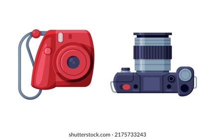 Camera for Making Photo and Filming as Travel and Tourism Symbol Vector Set