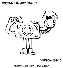 Camera man cartoon , Cartoon design by hand drawing , Doodle style 