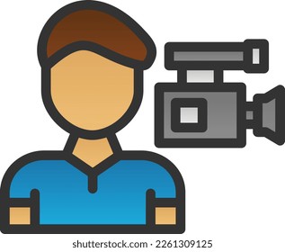 Camera Man Filled Gradient Vector Icon Design