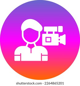 Camera Man Glyph Gradient Circle Vector Icon Design