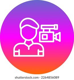 Camera Man Line Gradient Circle Vector Icon Design