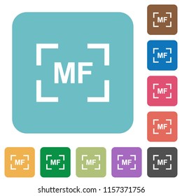 Camera manal focus mode white flat icons on color rounded square backgrounds