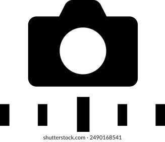 Camera Manual Mode, Custom Functions flat black vector icon.