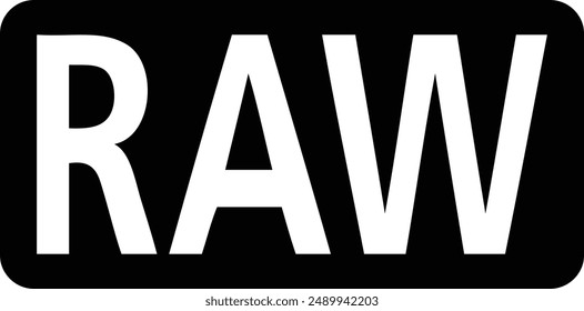 Camera Manual Mode, Raw File flat black vector icon.