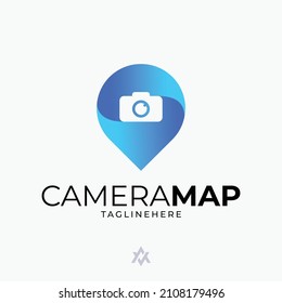 camera + map logo template for company brand and other