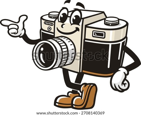 Camera mascot cartoon with an idea