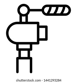 Camera with microphone icon. Outline camera with microphone vector icon for web design isolated on white background