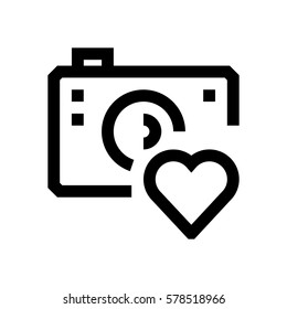 Camera mini line, icon, background and graphic. The icon is black and white, linear  flat, vector, pixel perfect, minimal, suitable for web and print. 