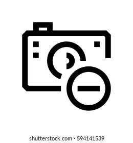 Camera mini line, icon, background and graphic. The icon is black and white, linear  flat, vector, pixel perfect, minimal, suitable for web and print. 