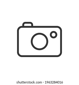 Camera minimal line icon. Web stroke symbol design. Camera sign isolated on a white background. Premium line icon.