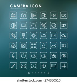 camera minimal line icons with blur background