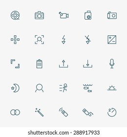 camera minimal line icons vector