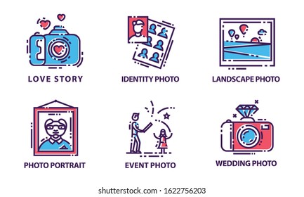 Camera Modes Vector Set. Photography Equipment Setting Signs