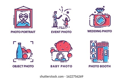 Camera Modes Vector Set. Photography Equipment Setting Signs