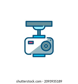 Montaje de cámara para un drone o un sujetador de cámara deportiva activo. Icono de color de píxeles perfecto, editable