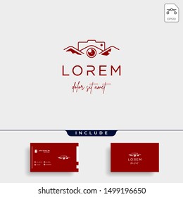 Camera Mountain Logo Template Vector Icon Design