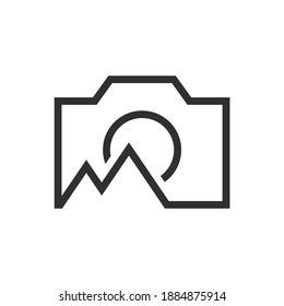 camera with mountain outline vector illustration template