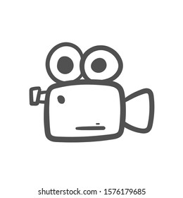 camera movie doodle icon vector hand drawing 