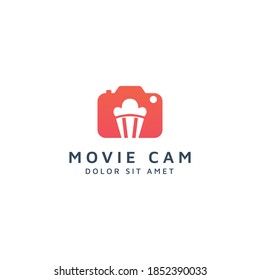 camera and movie negative space logo design