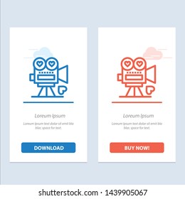 Camera, Movie, Video Camera, Love, Valentine  Blue and Red Download and Buy Now web Widget Card Template