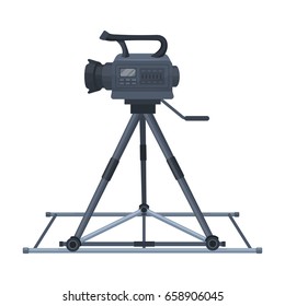 Camera moving on rails.Making movie single icon in cartoon style vector symbol stock illustration web.