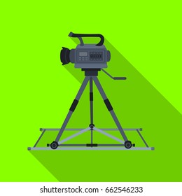 Camera moving on rails.Making movie single icon in flat style vector symbol stock illustration web.