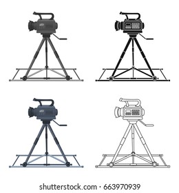 Camera moving on rails.Making movie single icon in cartoon style vector symbol stock illustration web.