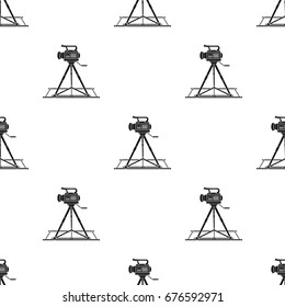 Camera moving on rails.Making movie single icon in black style vector symbol stock illustration web.