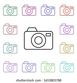 Camera multi color style icon. Simple thin line, outline vector of summer icons for ui and ux, website or mobile application