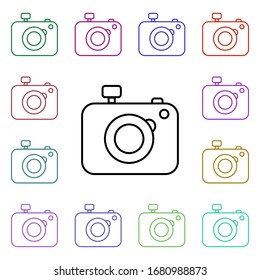 Camera multi color style icon. Simple thin line, outline vector of technology icons for ui and ux, website or mobile application