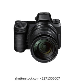 Camera from multicolored paints. Splash of watercolor, colored drawing, realistic. Vector illustration of paints