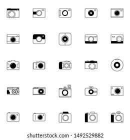 camera, multimedia, photography solid line icons set. simple icons set of camera vector illustration. editable stroke icons.